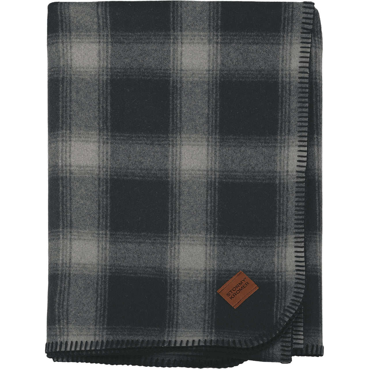 Stormy Kromer Wool Blend Blanket in Black/Grey Plaid