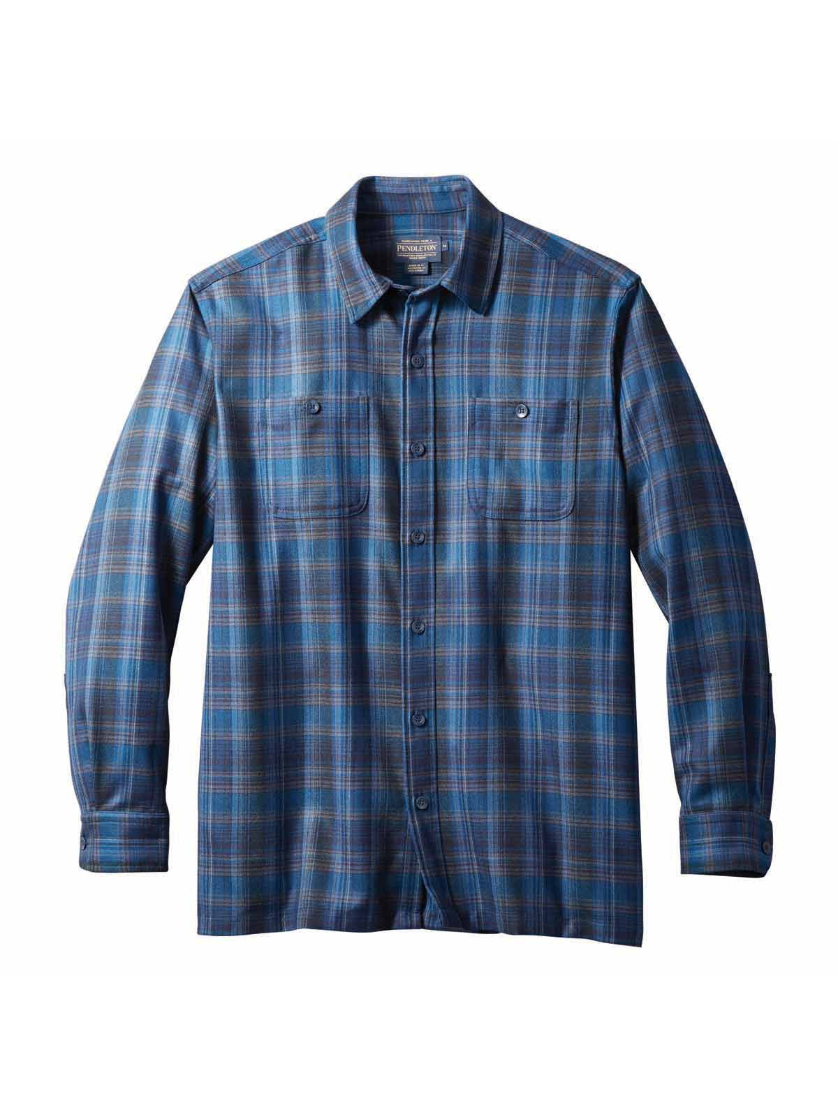 Pendleton Virgin Wool Flannel Shirt in Blue Plaid