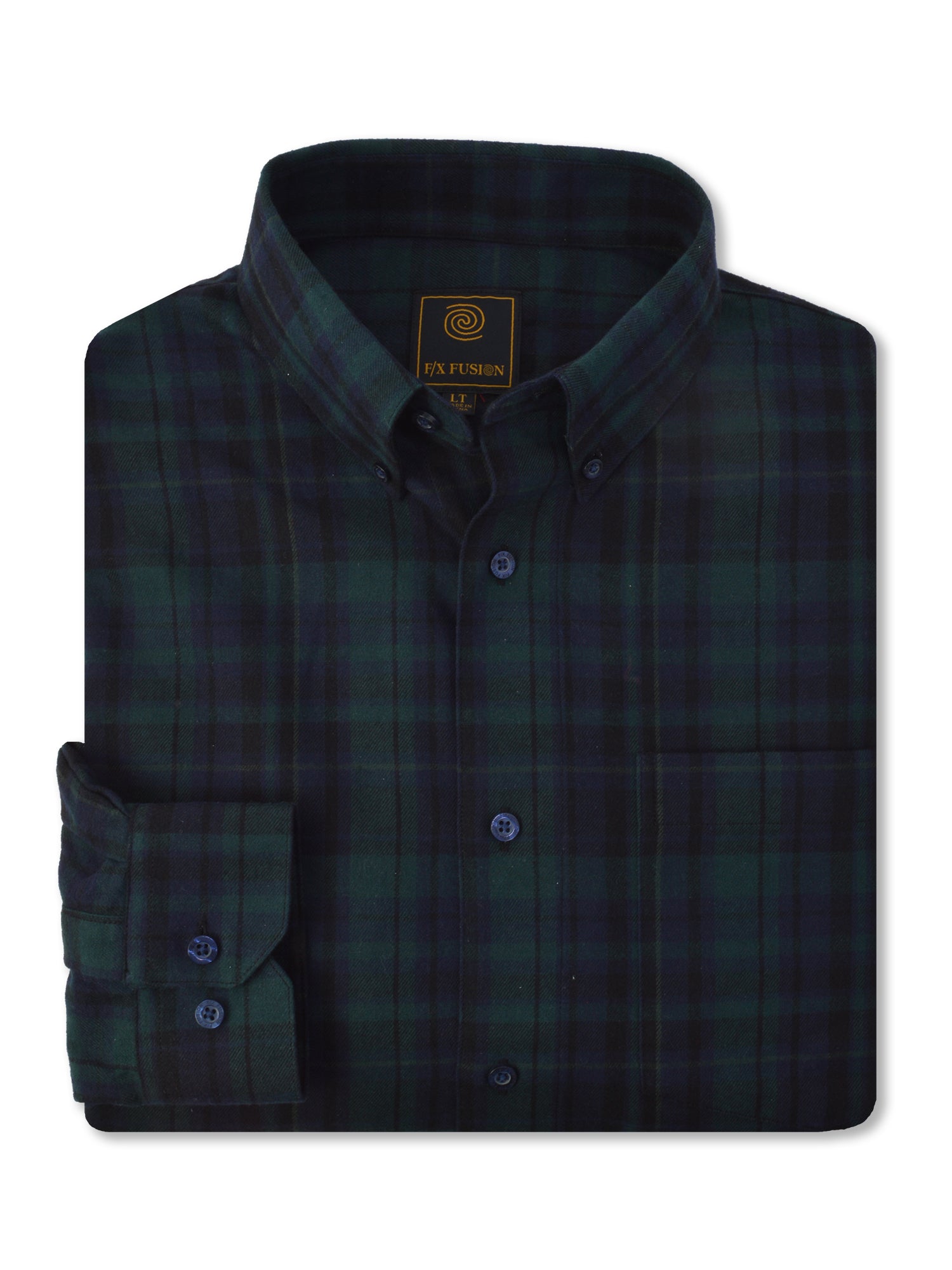 F/X Fusion Flannel Plaid Shirt in Green - Tall Man Sizes
