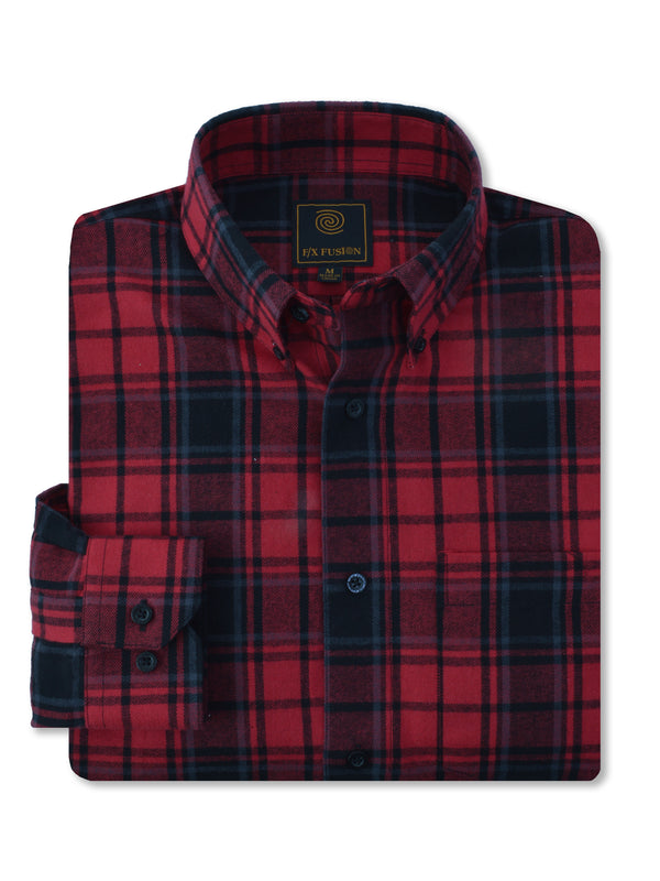 F/X Fusion Flannel Plaid Shirt in Red/Black - Tall Man Sizes - 1