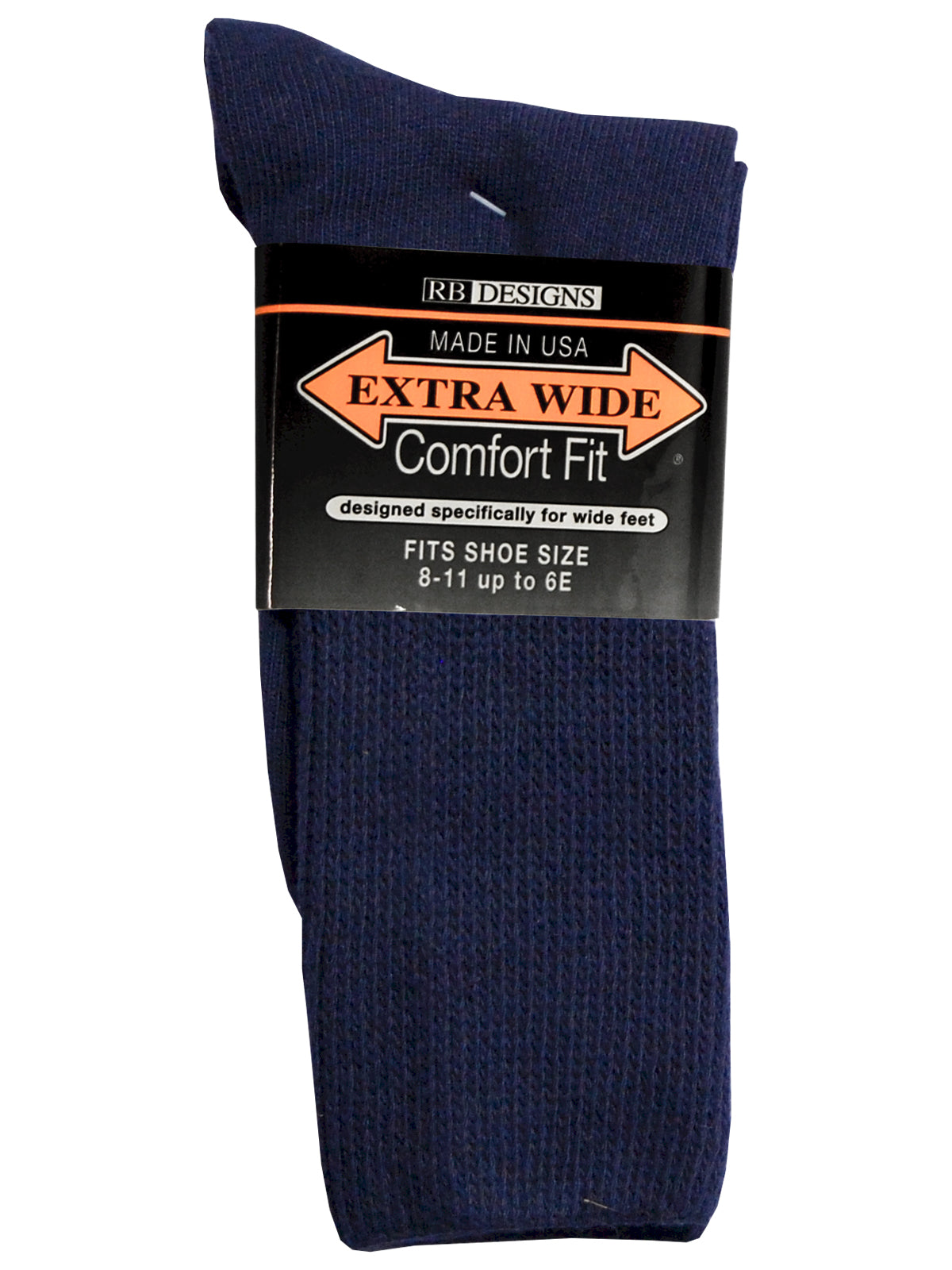 Extra Wide Men's Comfort Fit Athletic Crew Socks in Navy - Size Medium (8.5 - 11.5)