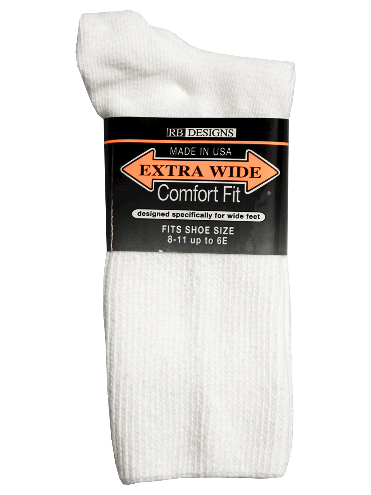 Extra Wide Men's Comfort Fit Athletic Crew Socks in White - Size Medium (8.5 - 11.5)