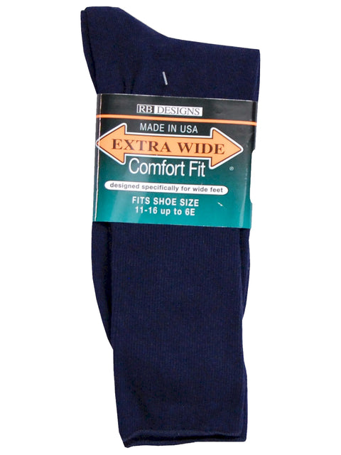 Extra Wide Men's Comfort Fit Dress Socks in Navy - Size Medium (8.5 - 11.5)