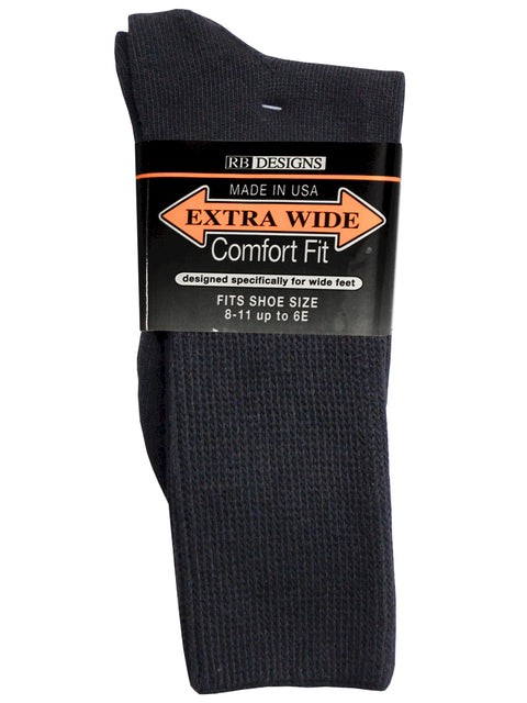 Extra Wide Men's Comfort Fit Athletic Crew Socks in Black - Size X-Large (16.5 - 21)