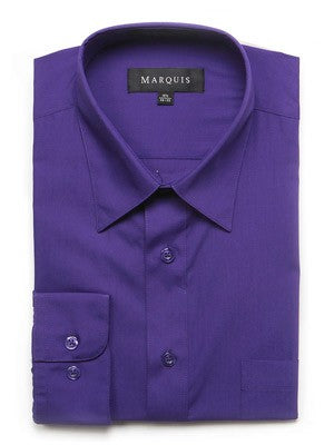 Marquis Men's Cotton Blend Slim Fit Dress Shirts - Tall Man Sizes - Purple