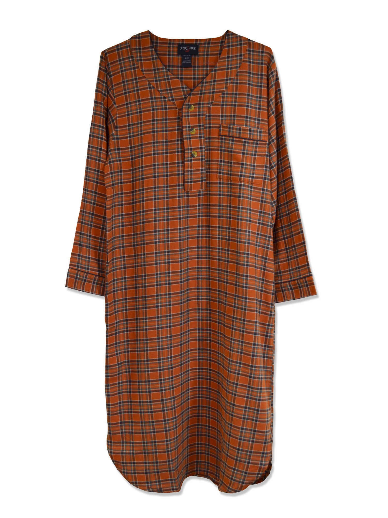 Foxfire 100% Cotton Flannel Men's Nightshirts - Regular Sizes