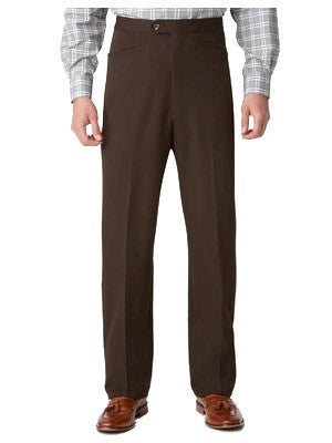 Ascott Browne 100% Polyester Beltless Western Front Pants in Brown - Short Man Sizes