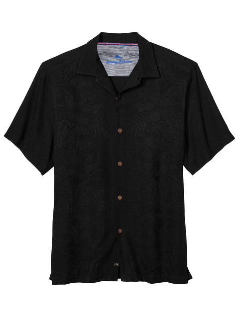 Tommy Bahama Cotton Blend Camden Coast Camp Shirts in Black