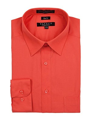 Marquis Men's Cotton Blend Slim Fit Dress Shirts - Regular Sizes - Salmon