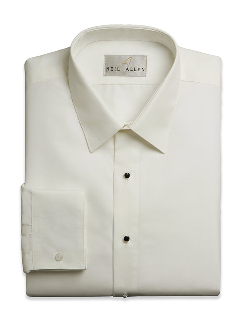 Neil Allyn Laydown Collar Men's Dress Shirts in Ivory - Short Man Sizes