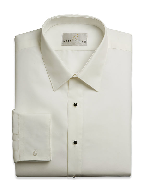Neil Allyn Laydown Collar Men's Dress Shirts in Iv - 1