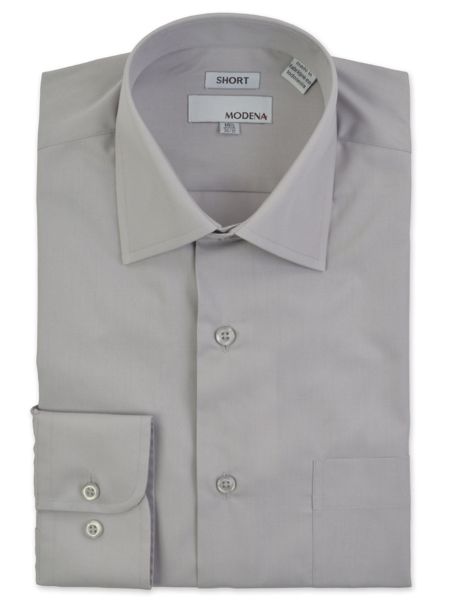 Modena Short Man Cotton Blend Dress Shirts in Gray - Short Man Sizes
