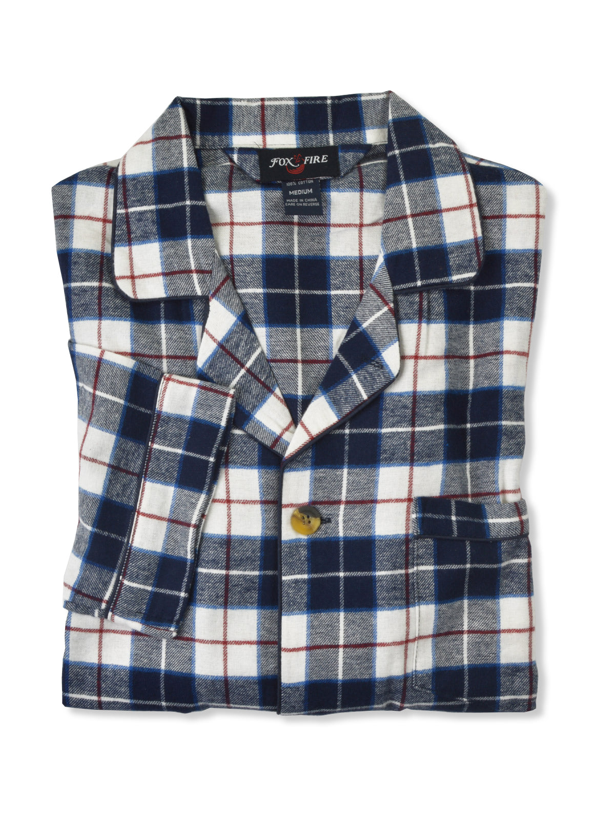 Foxfire 100% Cotton Flannel Coat Style Pajamas - Regular Man Sizes