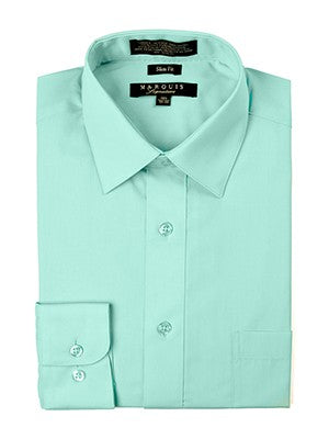 Marquis Men's Cotton Blend Slim Fit Dress Shirts - Regular Sizes - Wintergreen