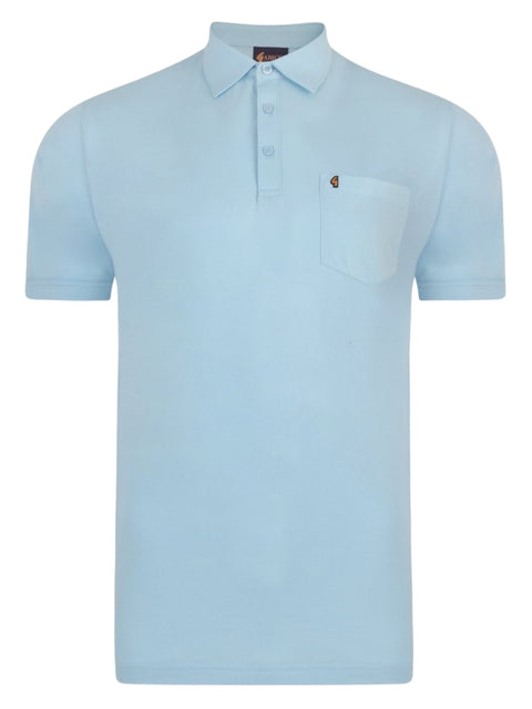 Gabicci Short Sleeve Cotton Blend Polo in Sky Blue - G00Z05-SKY