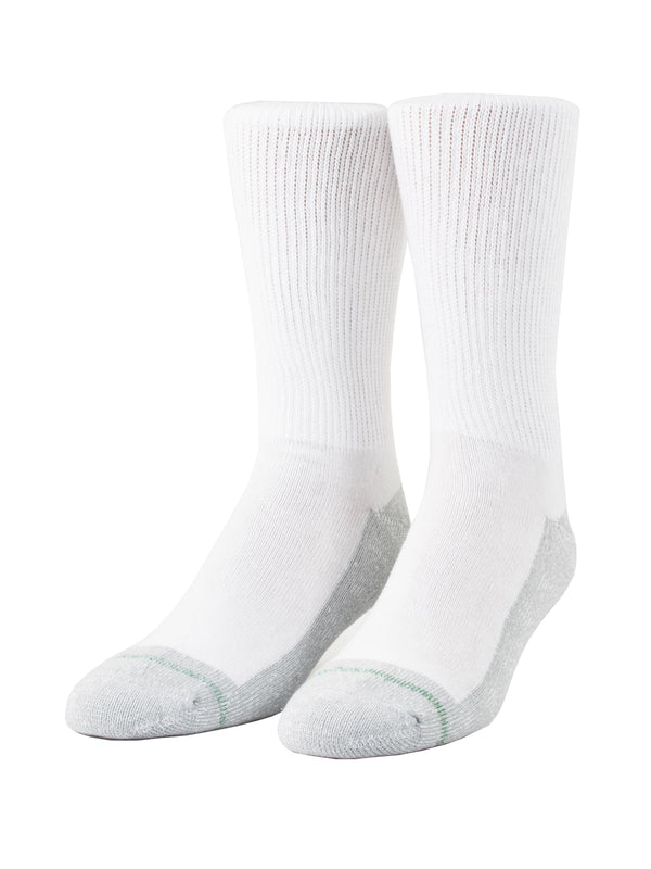 Loose Fit Stays Up Crew Athletic Socks in White - - 1