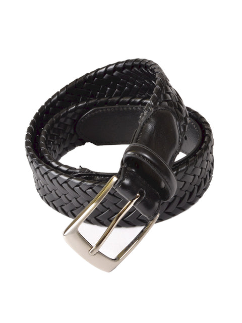Outfitter Genuine Leather Braided Stretch Belts in Black - Regular Sizes