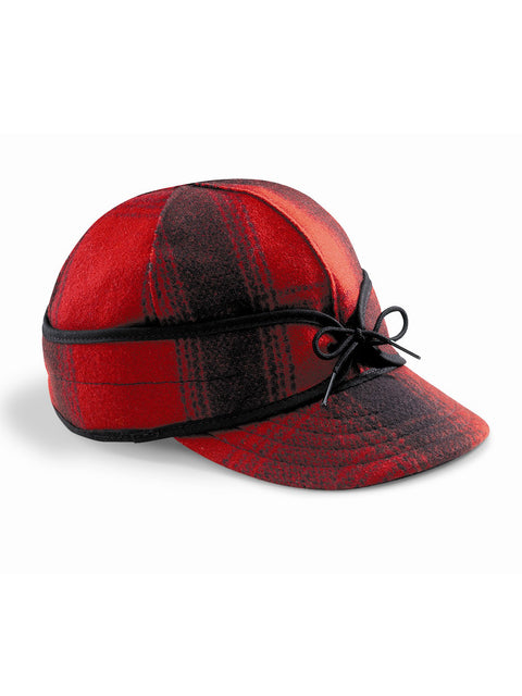 Origional Stormy Kromer Caps With Ear Band in Red/Black Plaid - 50010-RBK