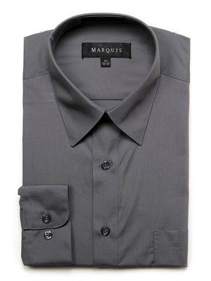Marquis Men's Cotton Blend Dress Shirts - Regular Sizes - CHARCOAL GREY
