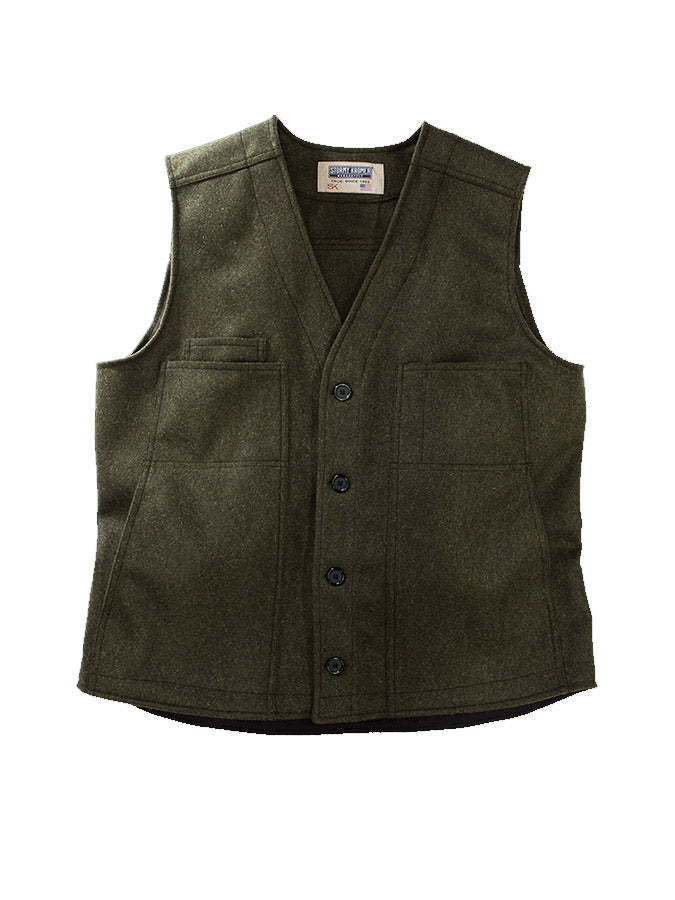 Stormy Kromer 100% Wool Button Vest in Olive - Tall Man Sizes