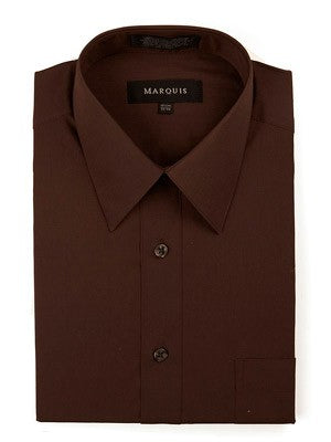 Marquis Men's Cotton Blend Dress Shirts - Regular Sizes - BROWN