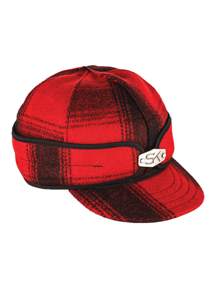 Stormy Kromer Original Caps with Hardware and Ear Band in Red/Black Plaid - 50150-RBK