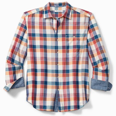 Tommy Mendocino Long Sleeve Plaid Shirt in Pure Coral