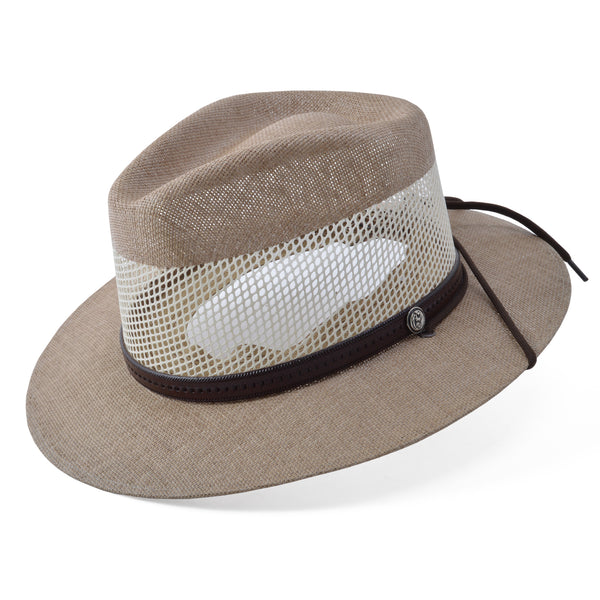 Stetson Afton Vented Canvas Straw Hat in Taupe - 1