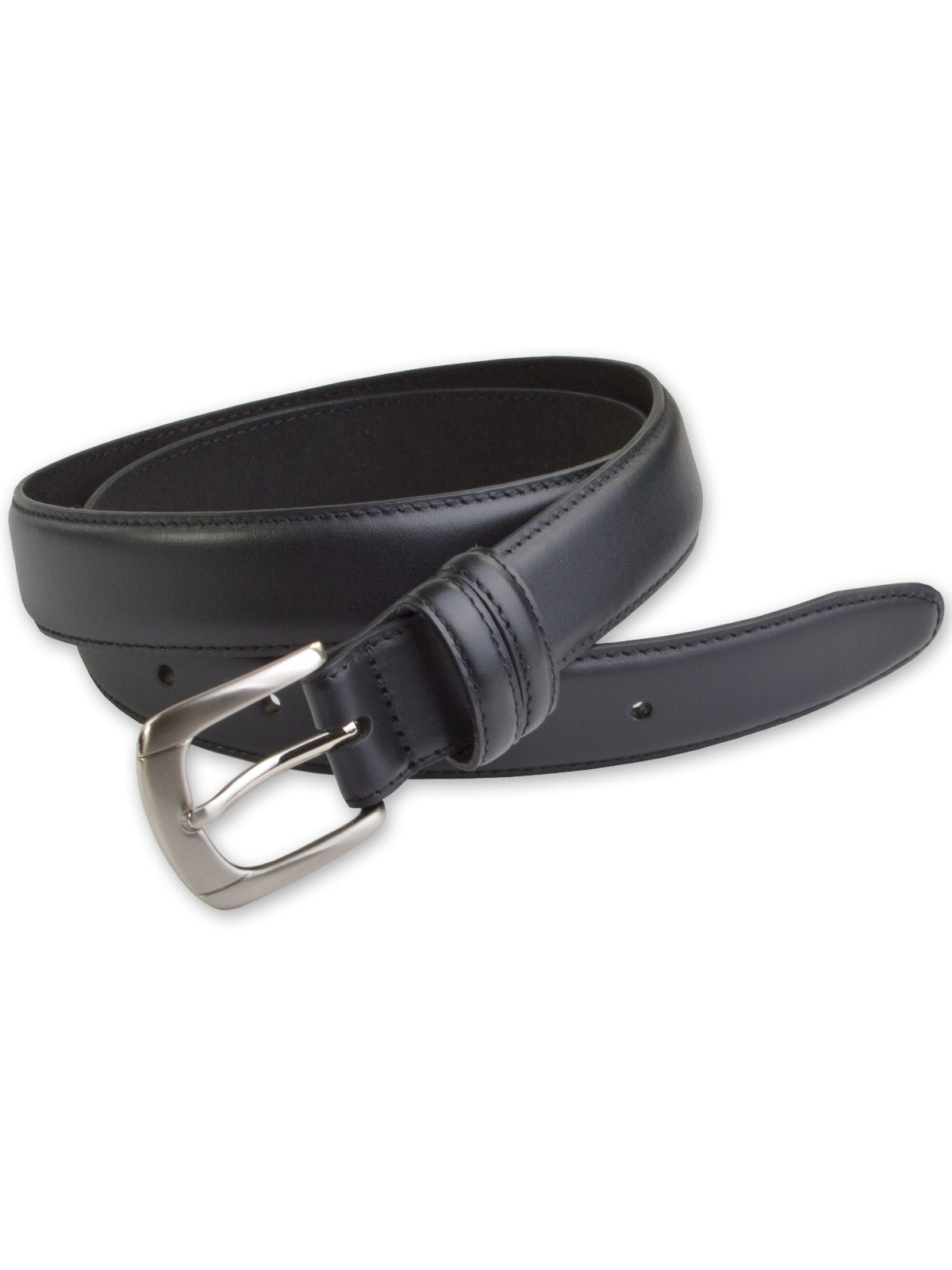 Marc Wolf Leather Dress Belts - Black with Silver Buckle 400SLV-C-BLK (56-70)